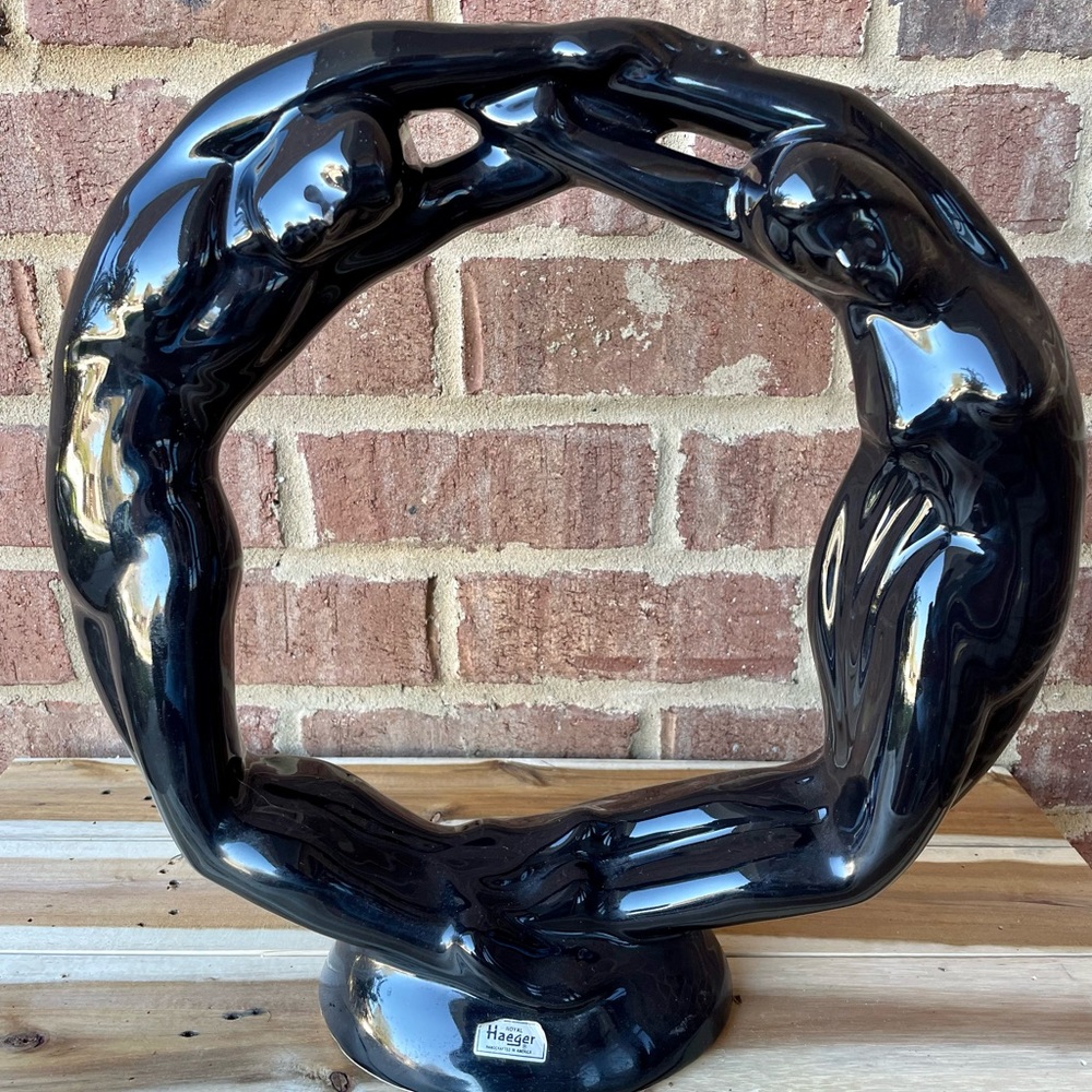 Haeger Circle of Love Black Statue Art Nouveau Vintage